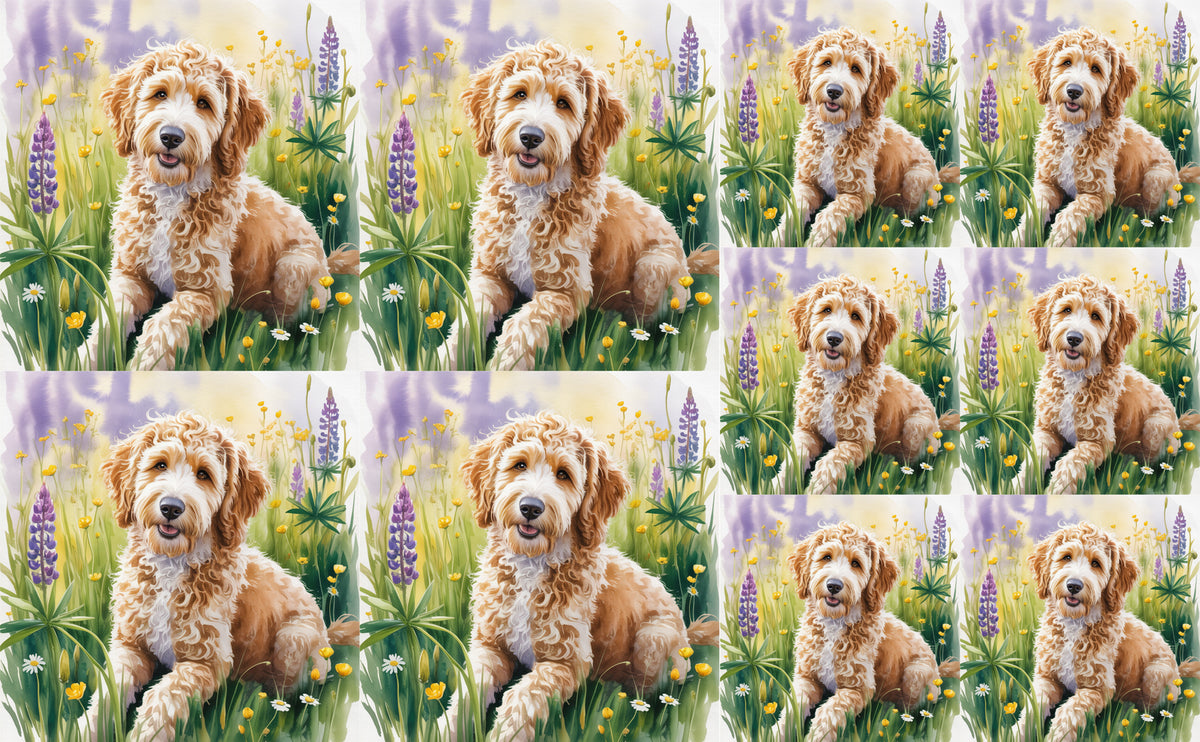 DecoCraft - Scenic Tiles Series - Watercolor Pets - Golden Doodle