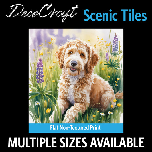 DecoCraft - Scenic Tiles Series - Watercolor Pets - Golden Doodle