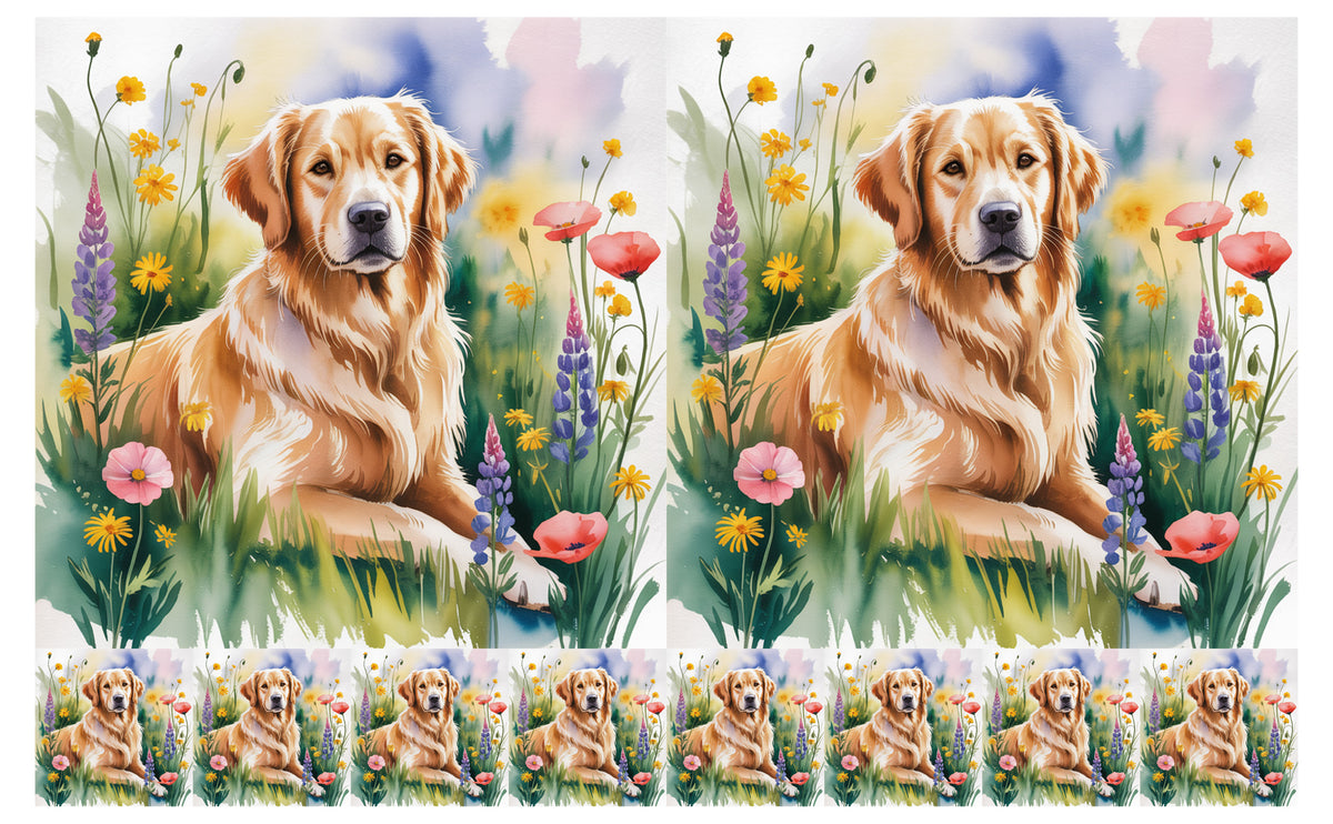 DecoCraft - Scenic Tiles Series - Watercolor Pets - Golden Retriever