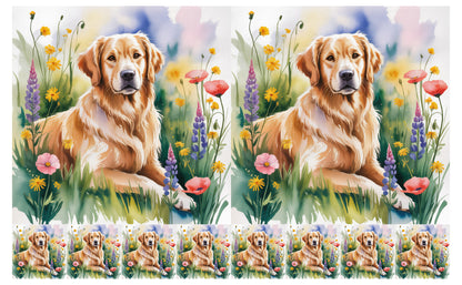 DecoCraft - Scenic Tiles Series - Watercolor Pets - Golden Retriever