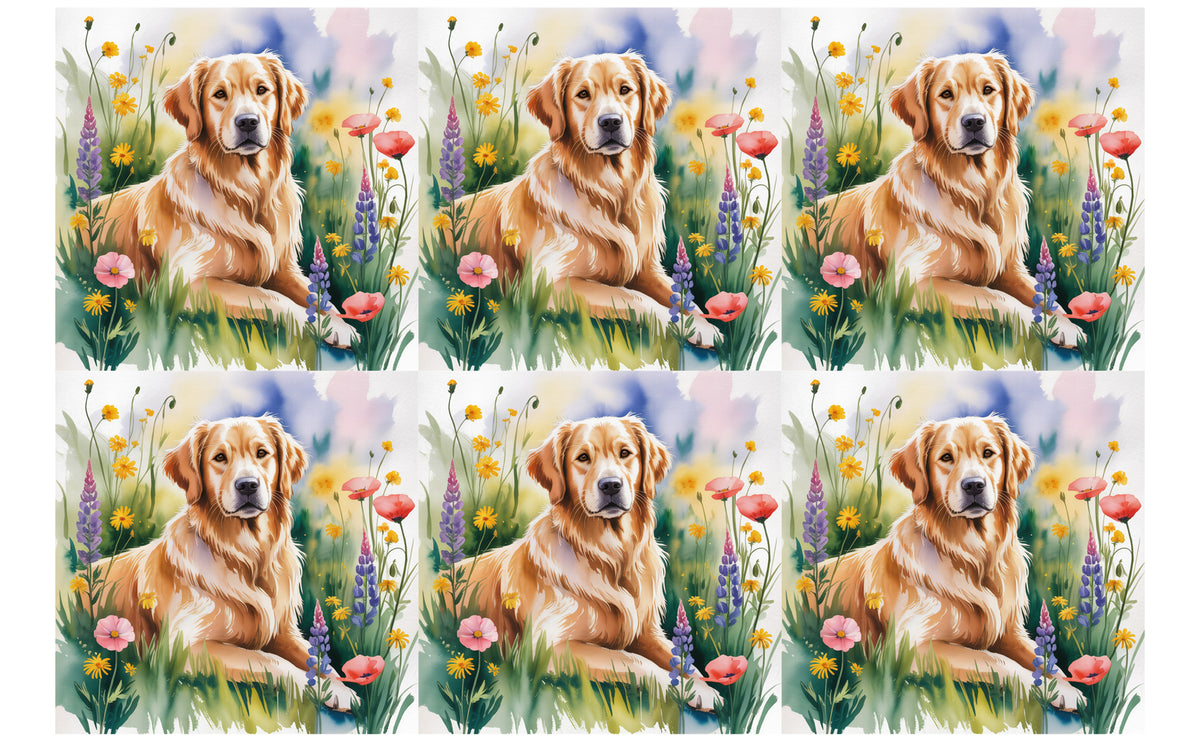 DecoCraft - Scenic Tiles Series - Watercolor Pets - Golden Retriever
