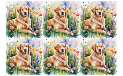 DecoCraft - Scenic Tiles Series - Watercolor Pets - Golden Retriever