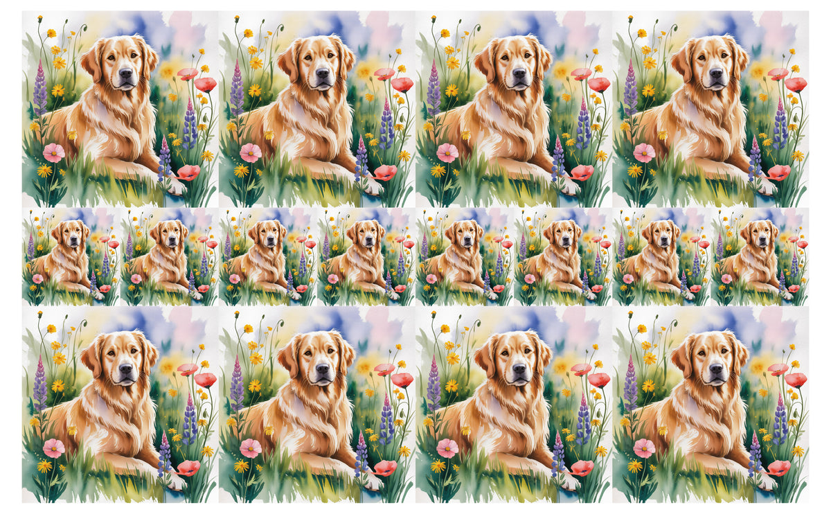 DecoCraft - Scenic Tiles Series - Watercolor Pets - Golden Retriever