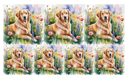 DecoCraft - Scenic Tiles Series - Watercolor Pets - Golden Retriever