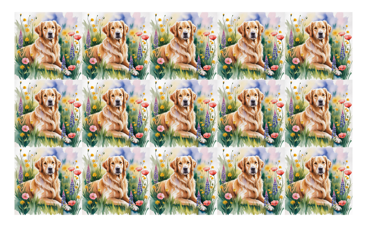 DecoCraft - Scenic Tiles Series - Watercolor Pets - Golden Retriever