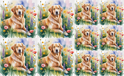 DecoCraft - Scenic Tiles Series - Watercolor Pets - Golden Retriever