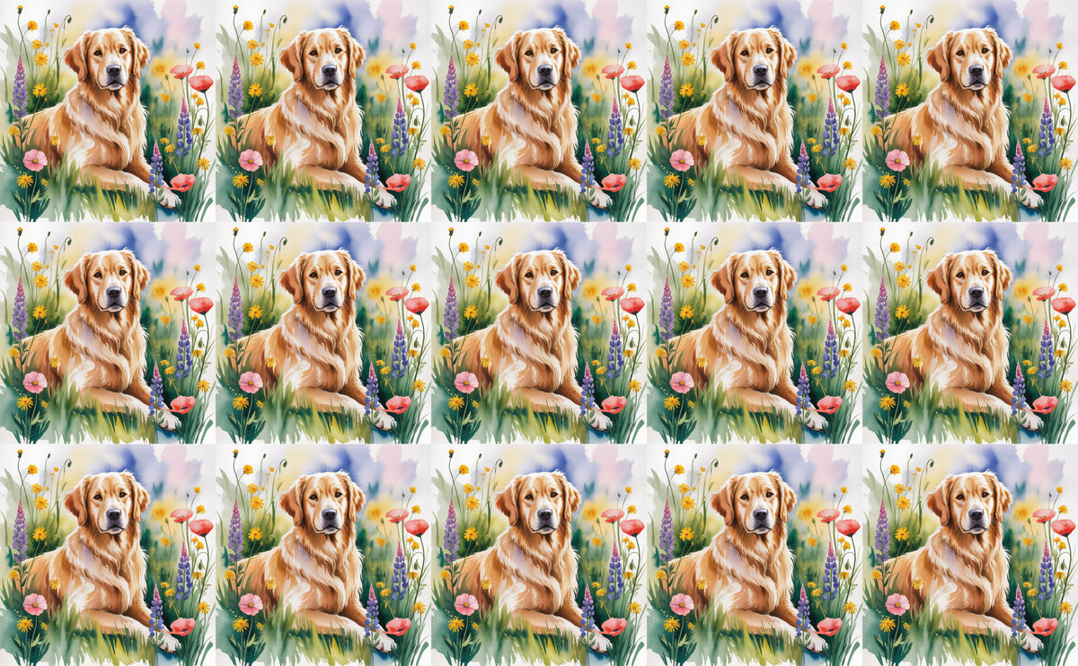 DecoCraft - Scenic Tiles Series - Watercolor Pets - Golden Retriever