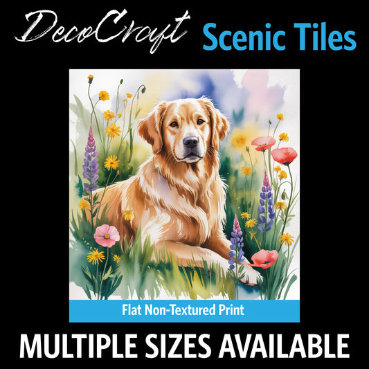 DecoCraft - Scenic Tiles Series - Watercolor Pets - Golden Retriever