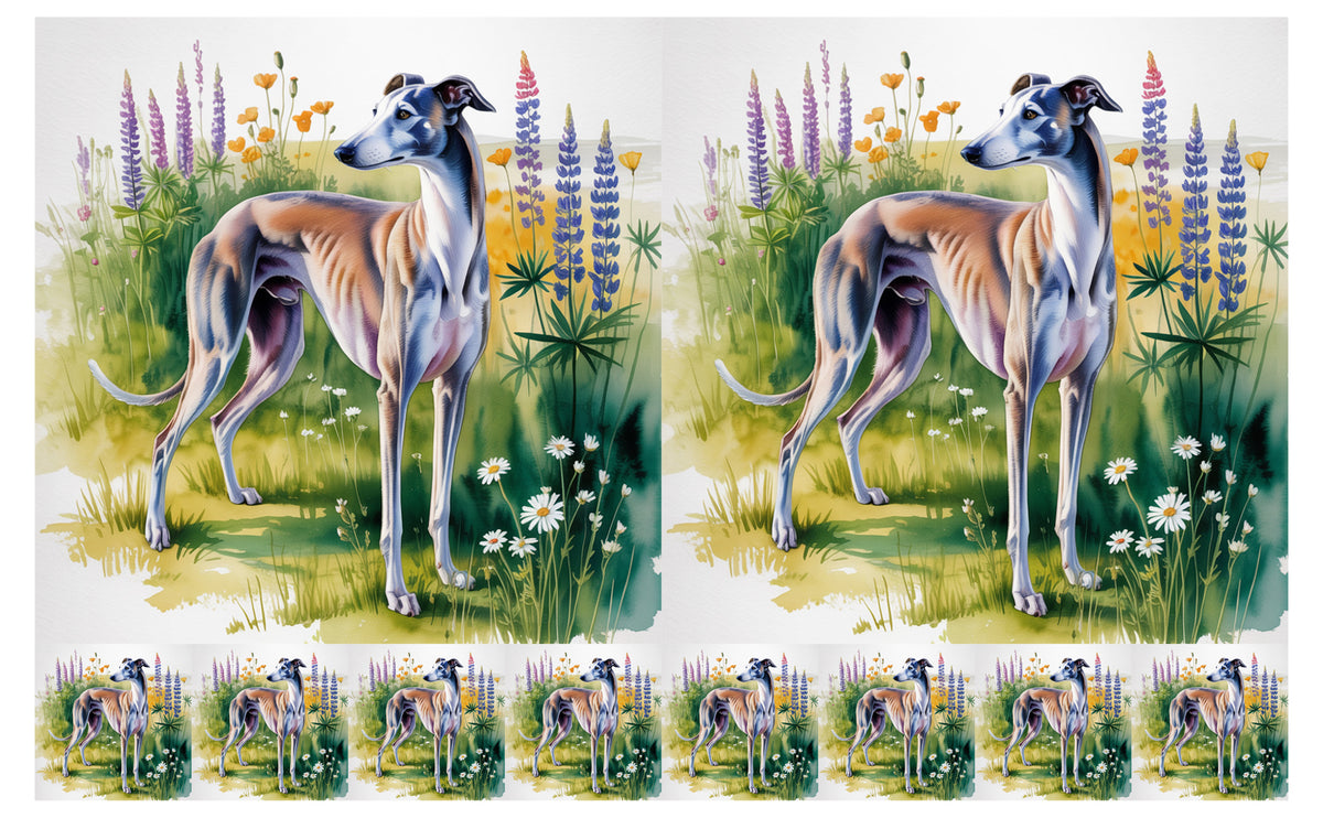 DecoCraft - Scenic Tiles Series - Watercolor Pets - Grayhound
