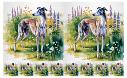 DecoCraft - Scenic Tiles Series - Watercolor Pets - Grayhound