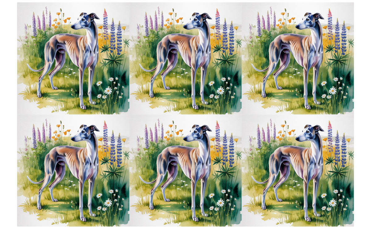 DecoCraft - Scenic Tiles Series - Watercolor Pets - Grayhound