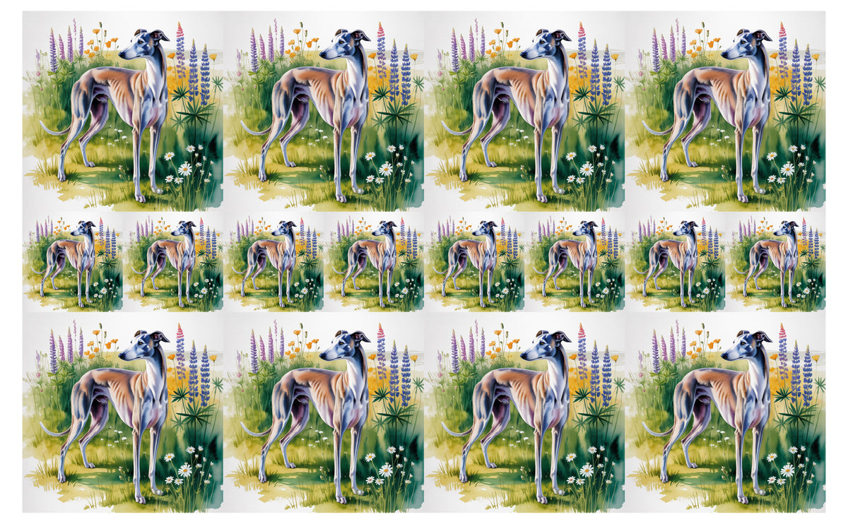 DecoCraft - Scenic Tiles Series - Watercolor Pets - Grayhound