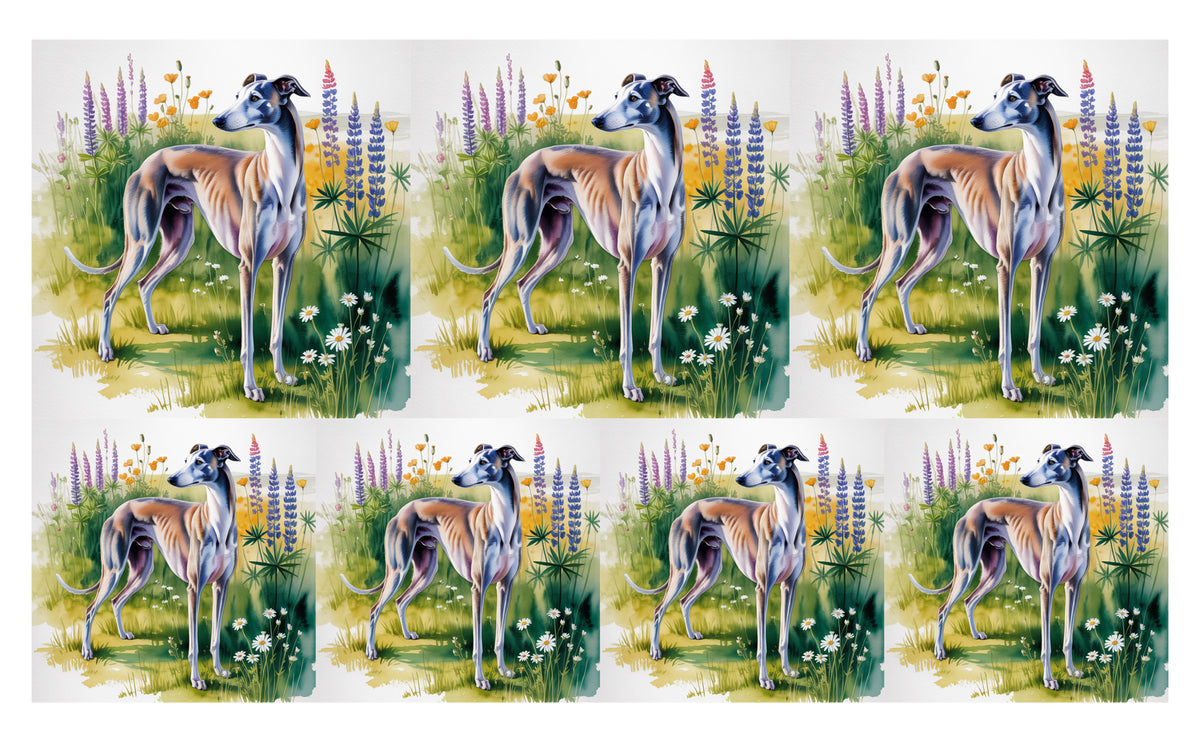 DecoCraft - Scenic Tiles Series - Watercolor Pets - Grayhound
