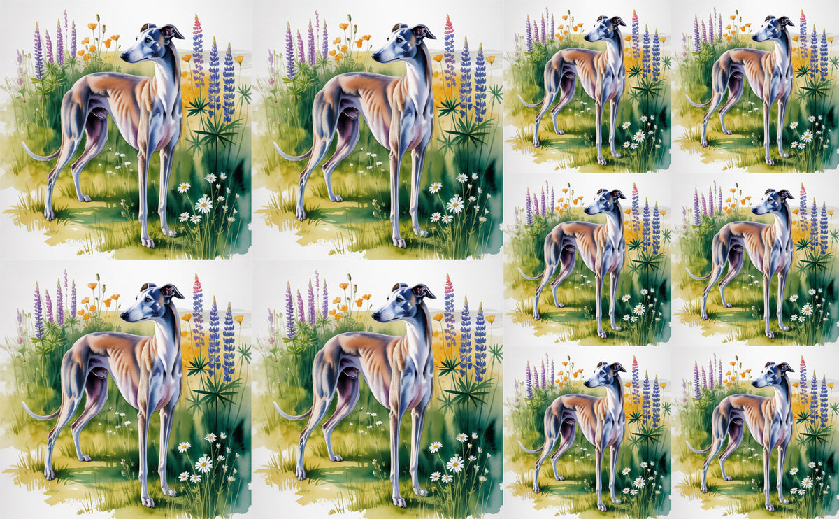 DecoCraft - Scenic Tiles Series - Watercolor Pets - Grayhound