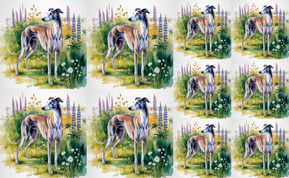DecoCraft - Scenic Tiles Series - Watercolor Pets - Grayhound