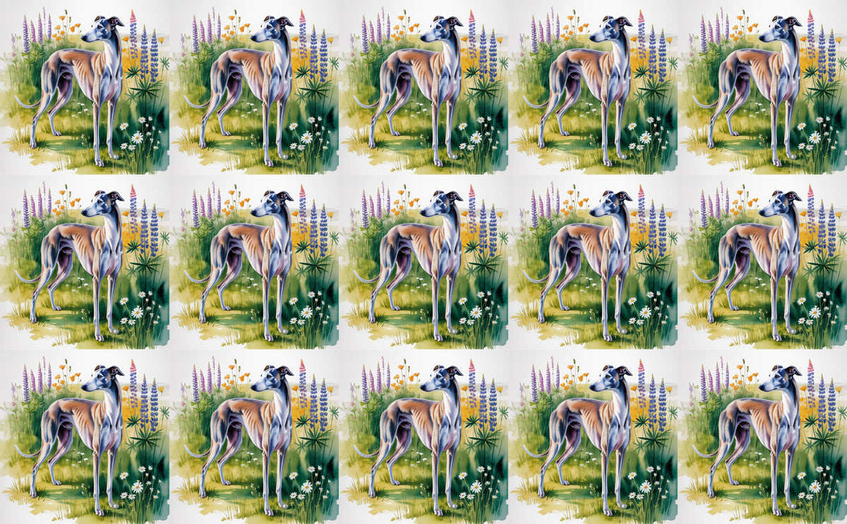 DecoCraft - Scenic Tiles Series - Watercolor Pets - Grayhound