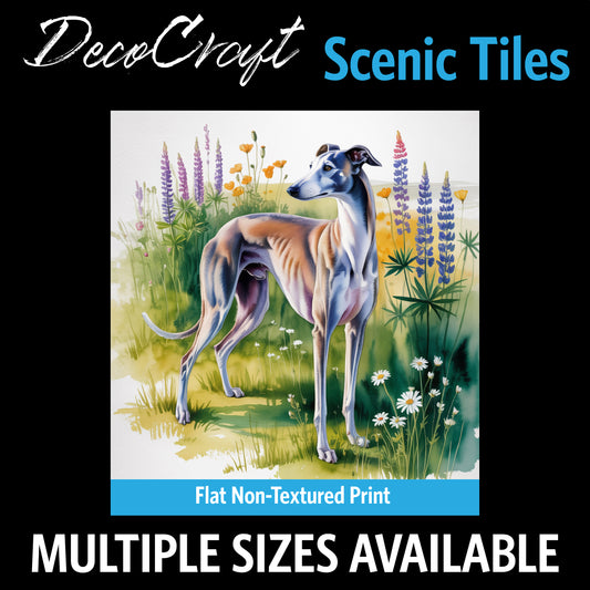 DecoCraft - Scenic Tiles Series - Watercolor Pets - Grayhound