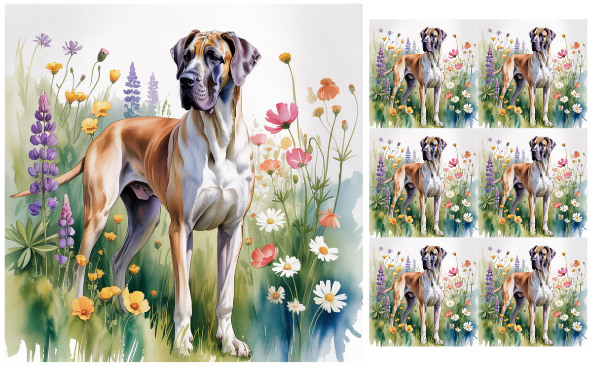 DecoCraft - Scenic Tiles Series - Watercolor Pets - Great Dane