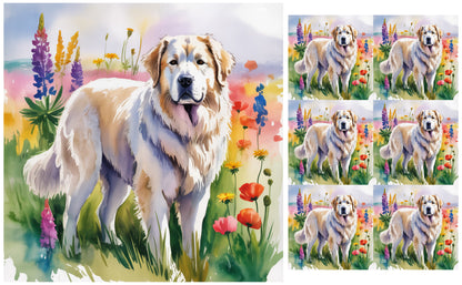 DecoCraft - Scenic Tiles Series - Watercolor Pets - Great Pyrenees