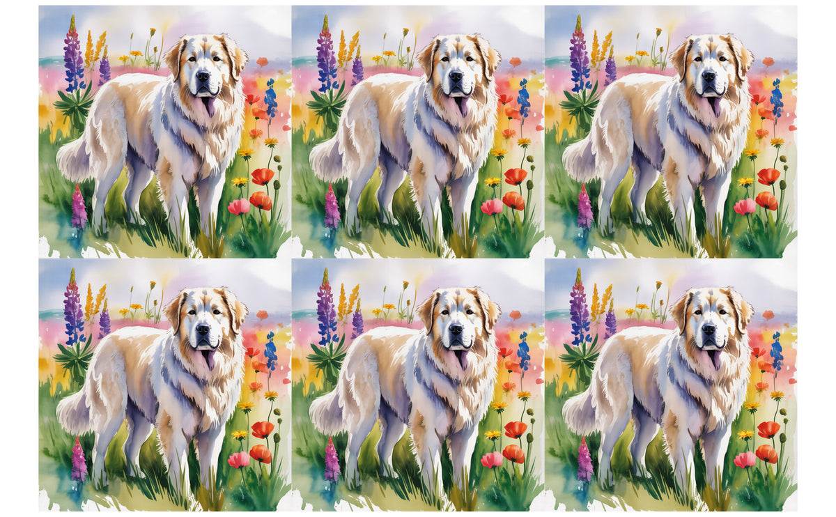 DecoCraft - Scenic Tiles Series - Watercolor Pets - Great Pyrenees