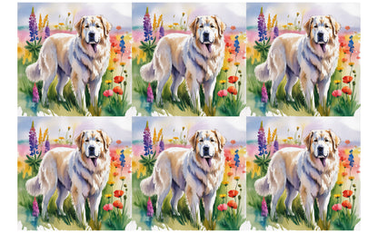 DecoCraft - Scenic Tiles Series - Watercolor Pets - Great Pyrenees