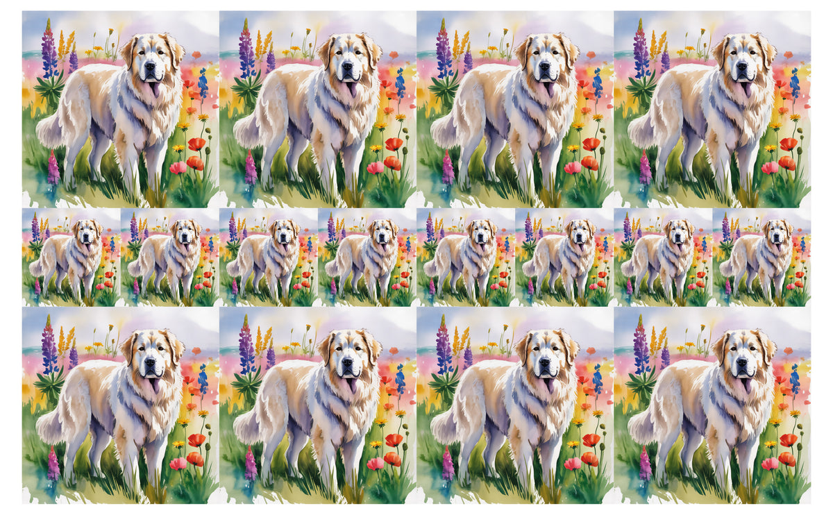 DecoCraft - Scenic Tiles Series - Watercolor Pets - Great Pyrenees