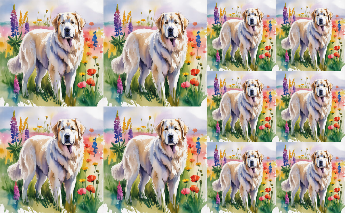 DecoCraft - Scenic Tiles Series - Watercolor Pets - Great Pyrenees