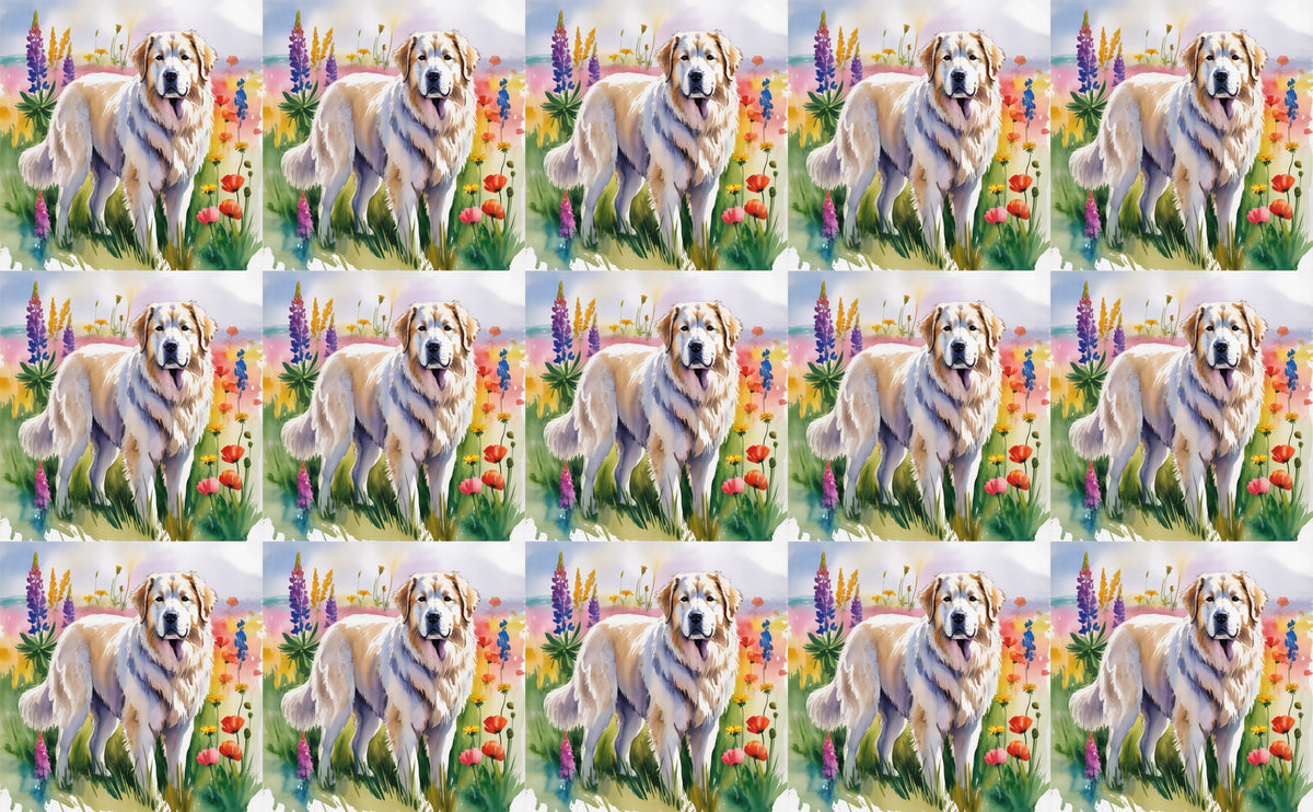 DecoCraft - Scenic Tiles Series - Watercolor Pets - Great Pyrenees