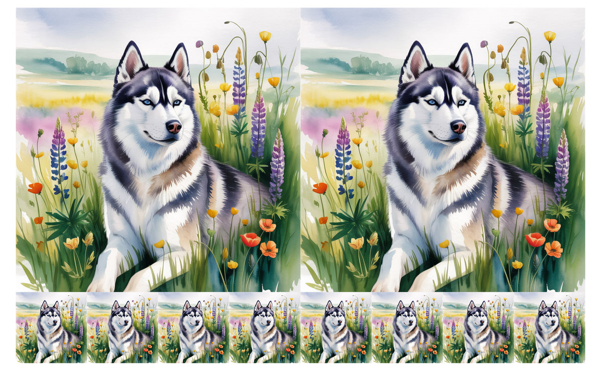 DecoCraft - Scenic Tiles Series - Watercolor Pets - Husky
