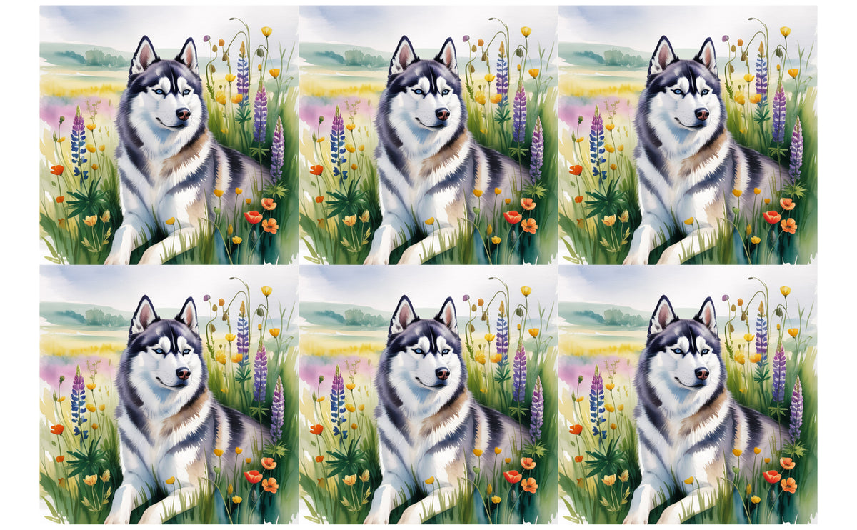 DecoCraft - Scenic Tiles Series - Watercolor Pets - Husky