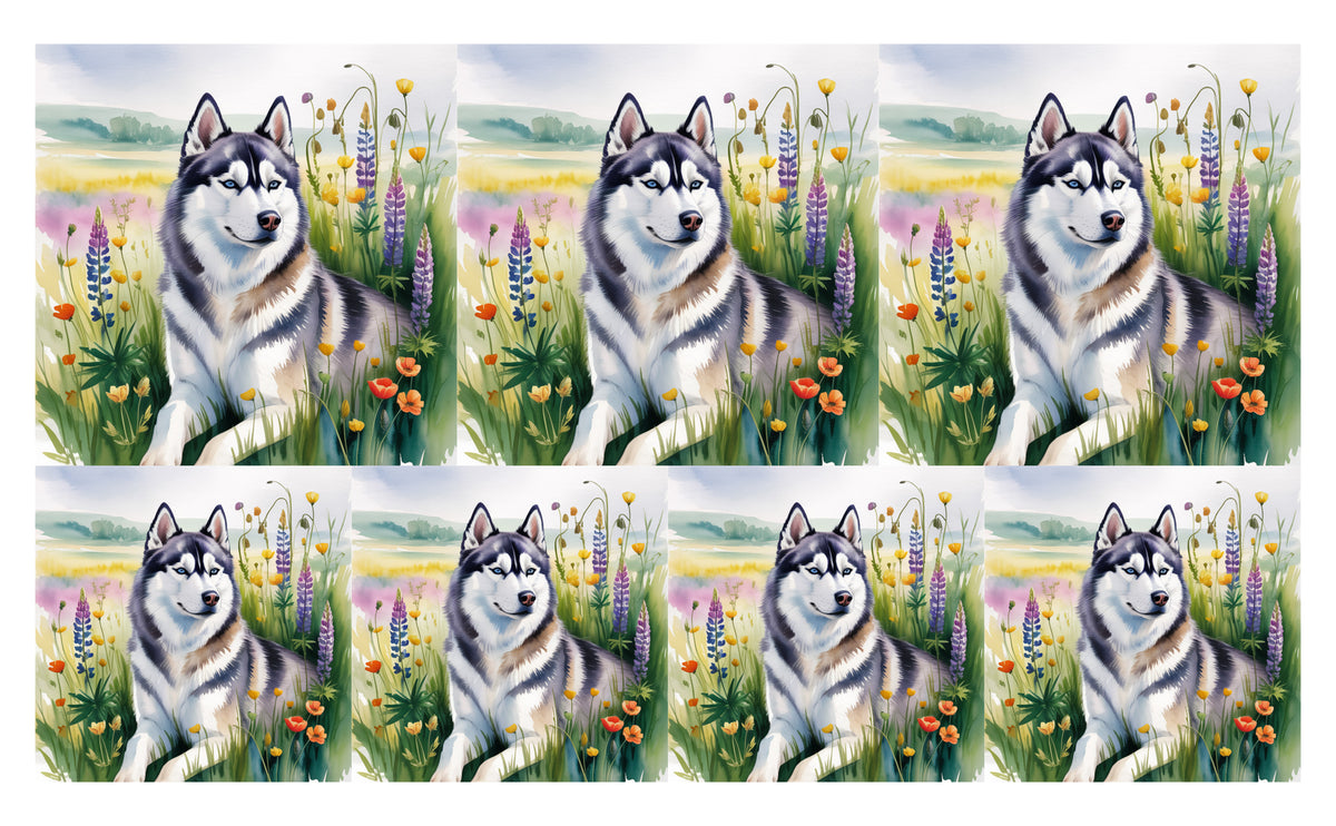 DecoCraft - Scenic Tiles Series - Watercolor Pets - Husky