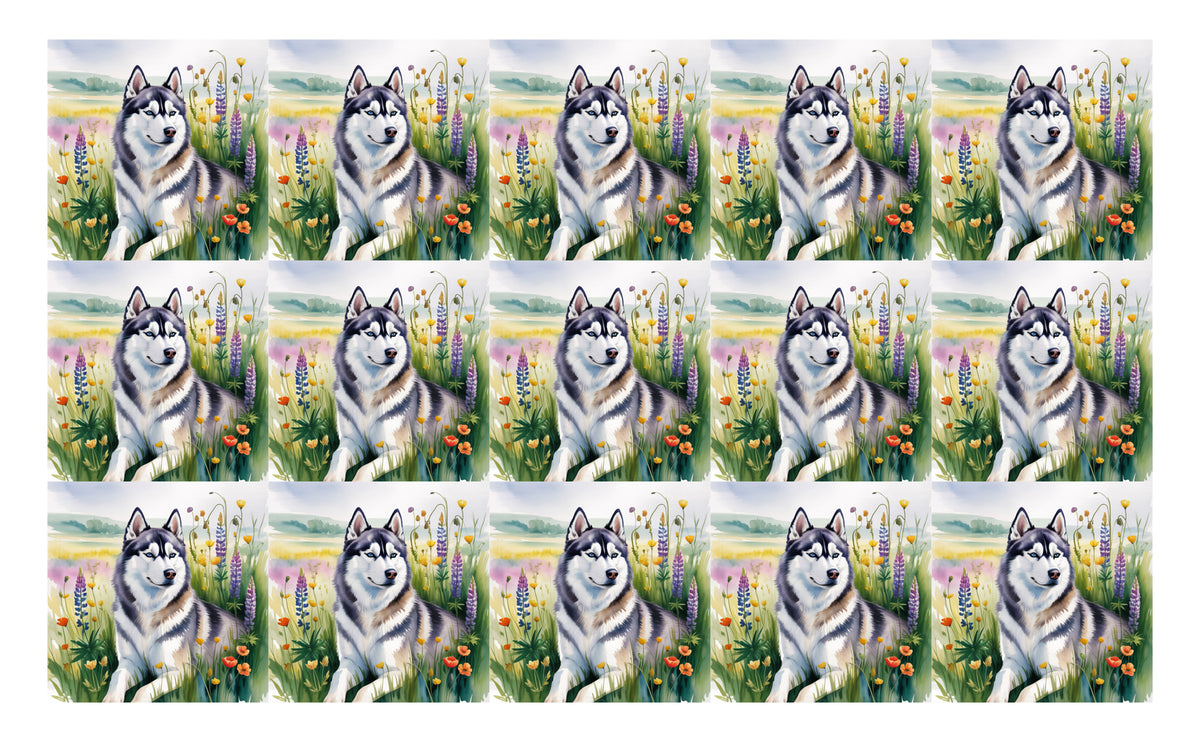 DecoCraft - Scenic Tiles Series - Watercolor Pets - Husky