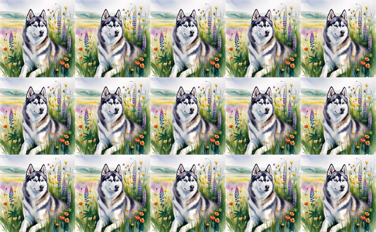 DecoCraft - Scenic Tiles Series - Watercolor Pets - Husky