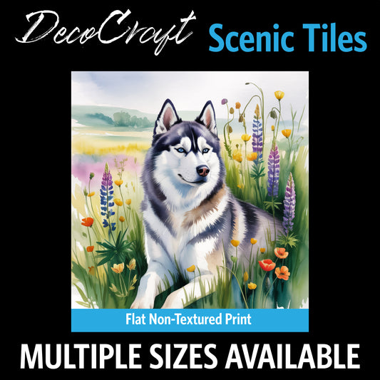 DecoCraft - Scenic Tiles Series - Watercolor Pets - Husky