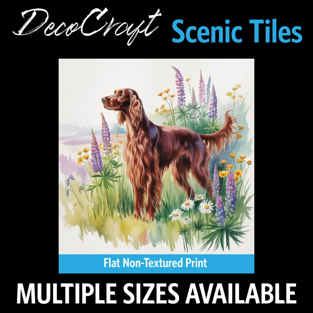 DecoCraft - Scenic Tiles Series - Watercolor Pets - Irish Setter