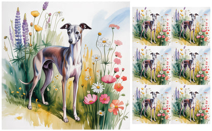 DecoCraft - Scenic Tiles Series - Watercolor Pets - Italian Grayhound