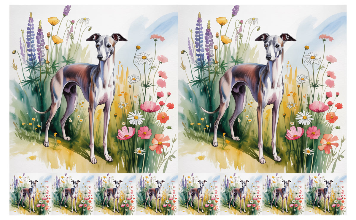DecoCraft - Scenic Tiles Series - Watercolor Pets - Italian Grayhound