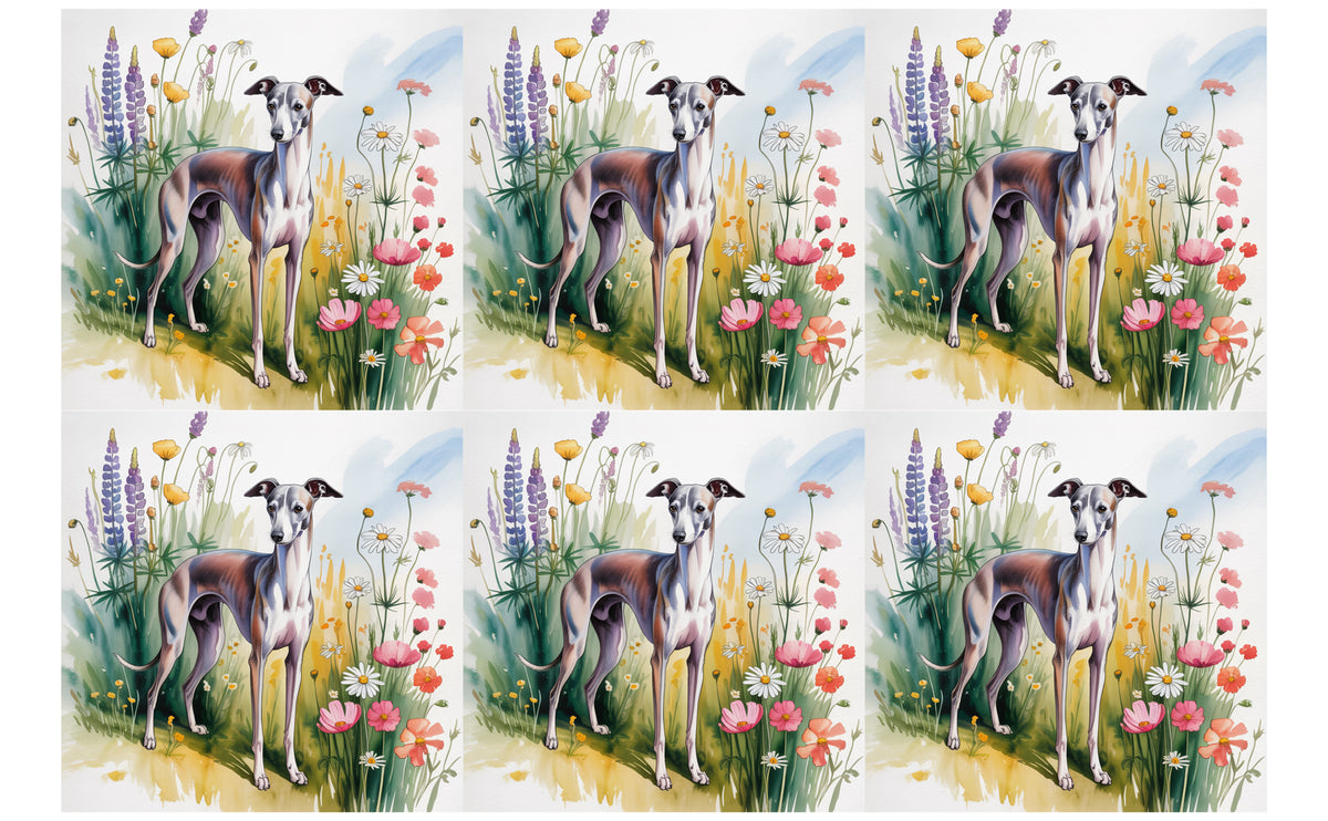 DecoCraft - Scenic Tiles Series - Watercolor Pets - Italian Grayhound