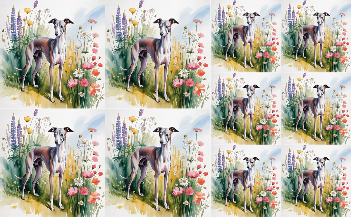 DecoCraft - Scenic Tiles Series - Watercolor Pets - Italian Grayhound