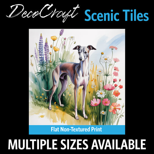 DecoCraft - Scenic Tiles Series - Watercolor Pets - Italian Grayhound