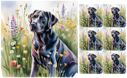 DecoCraft - Scenic Tiles Series - Watercolor Pets - Labrador - Black