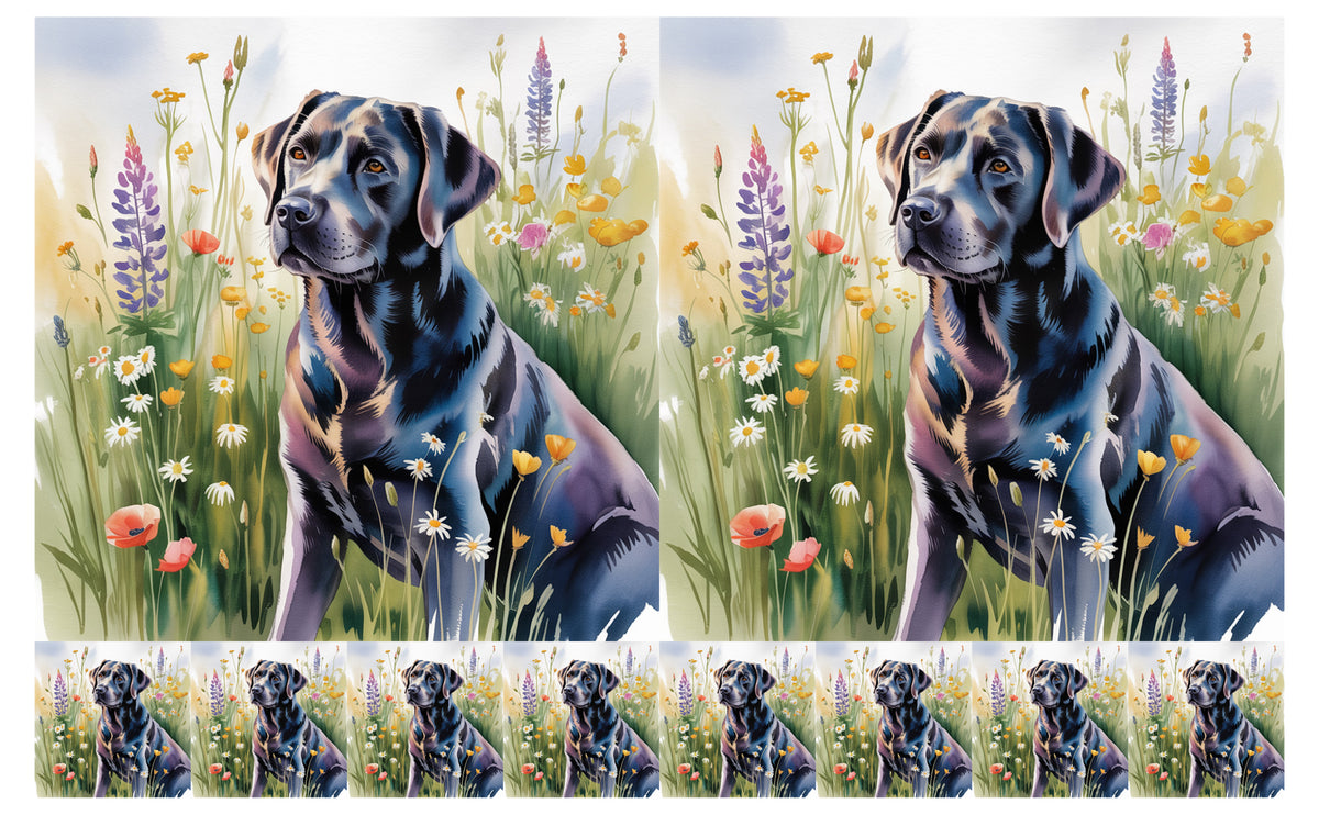 DecoCraft - Scenic Tiles Series - Watercolor Pets - Labrador - Black