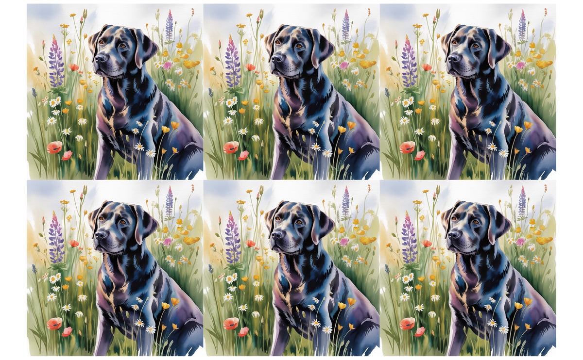 DecoCraft - Scenic Tiles Series - Watercolor Pets - Labrador - Black