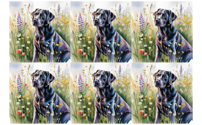 DecoCraft - Scenic Tiles Series - Watercolor Pets - Labrador - Black