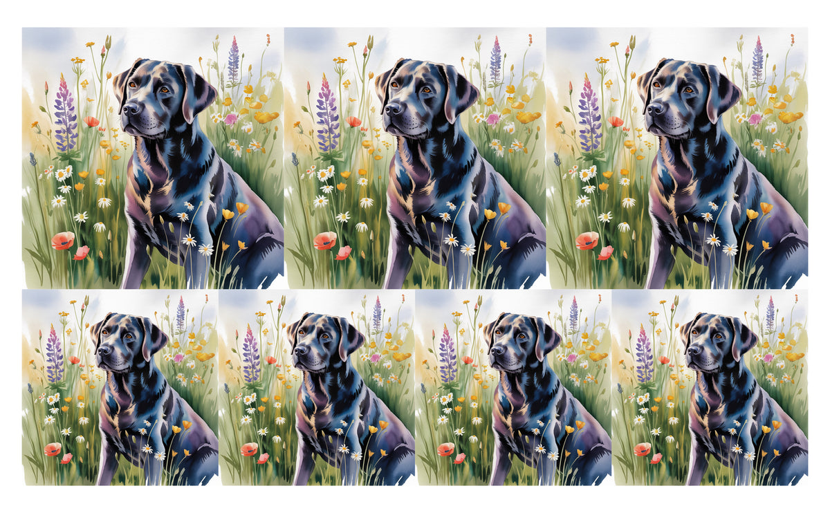 DecoCraft - Scenic Tiles Series - Watercolor Pets - Labrador - Black