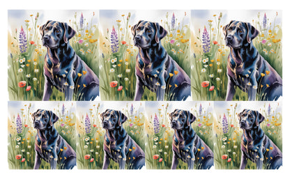 DecoCraft - Scenic Tiles Series - Watercolor Pets - Labrador - Black
