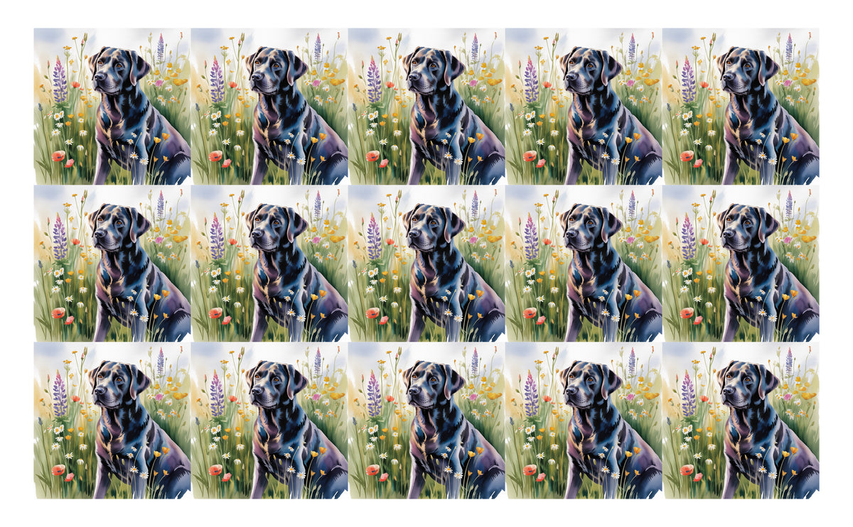 DecoCraft - Scenic Tiles Series - Watercolor Pets - Labrador - Black