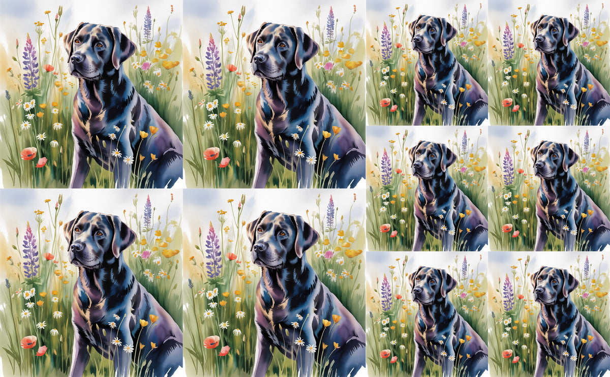 DecoCraft - Scenic Tiles Series - Watercolor Pets - Labrador - Black
