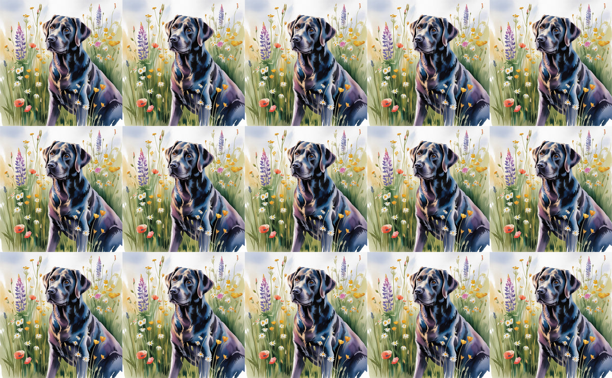 DecoCraft - Scenic Tiles Series - Watercolor Pets - Labrador - Black