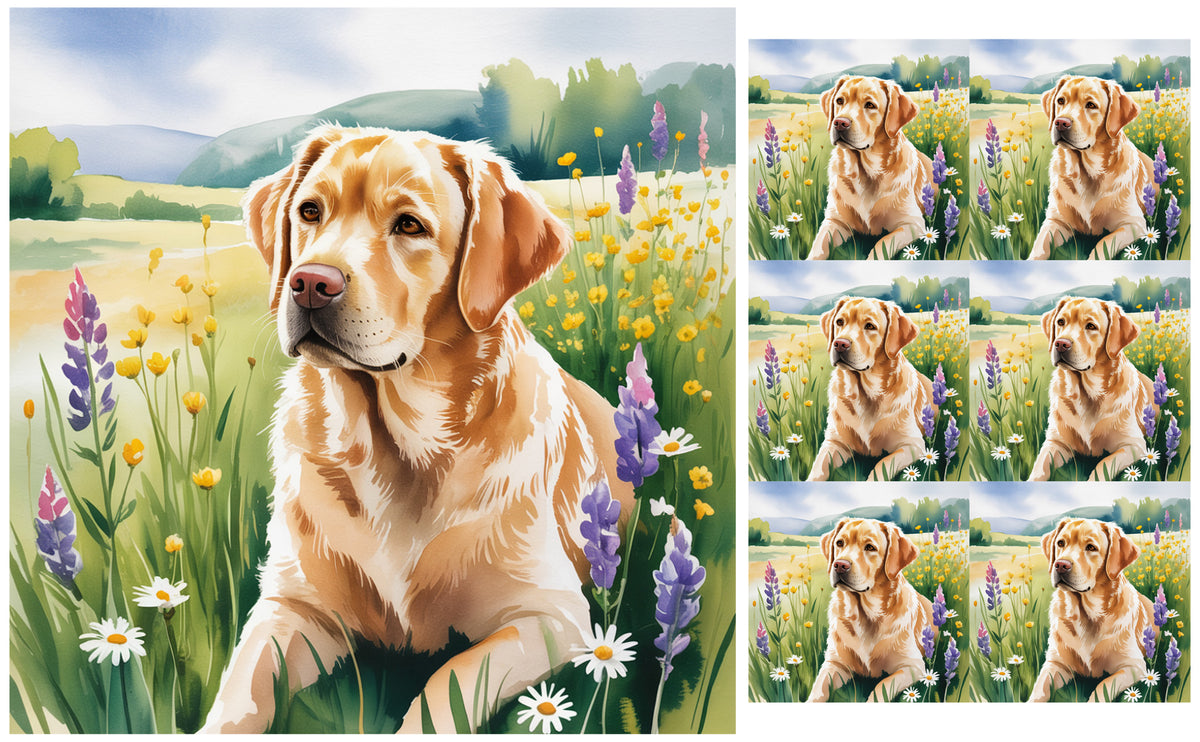 DecoCraft - Scenic Tiles Series - Watercolor Pets - Labrador - Golden